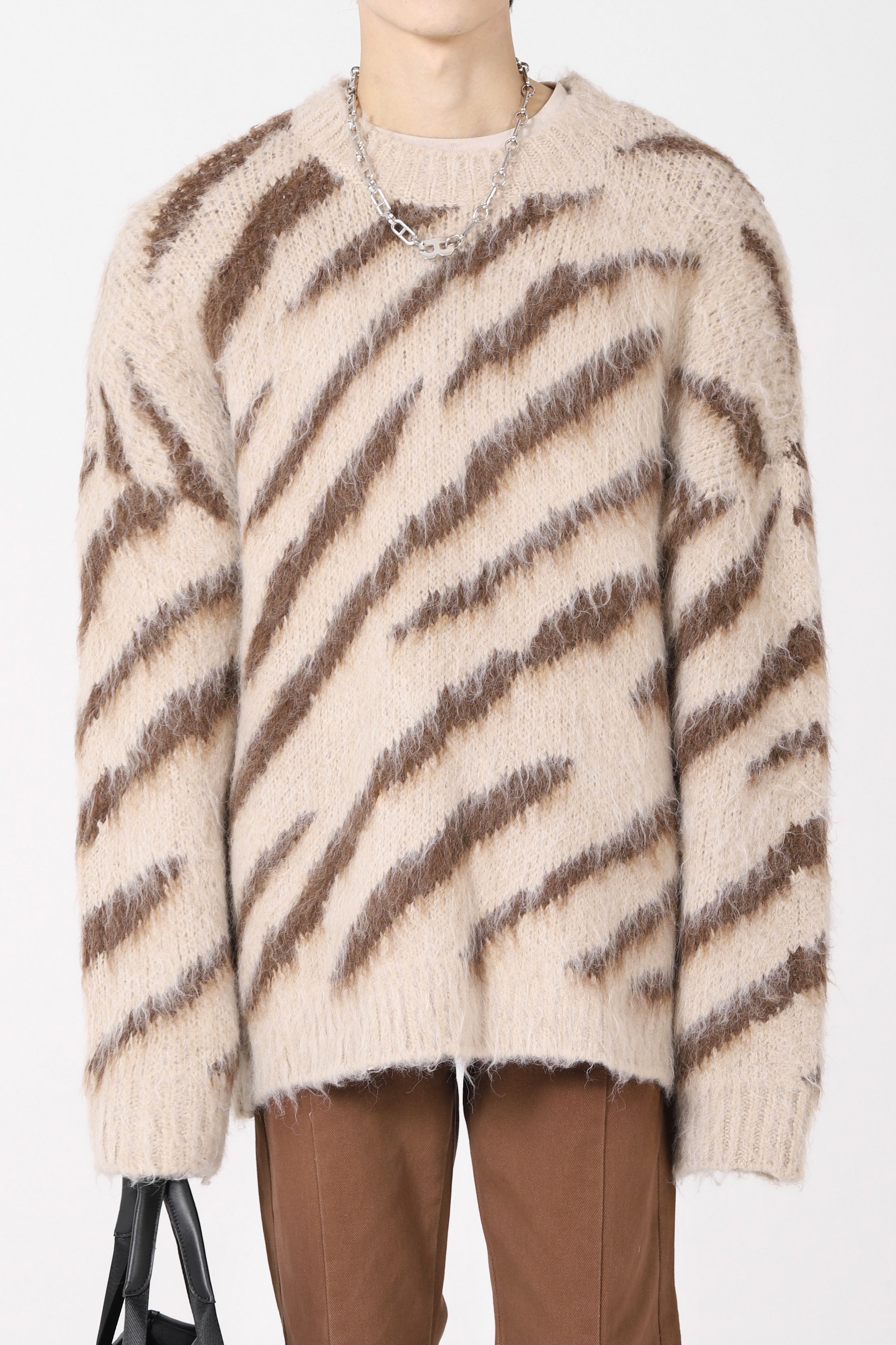 Zebra Print Fuzzy Sweater - nightcity clothing