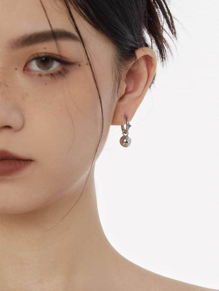 Flower Stud Earrings with Ball Drop