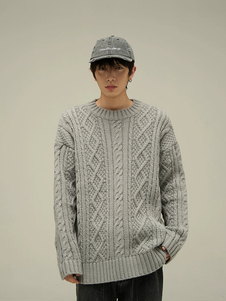 Cable Knit Crewneck Oversized Sweater