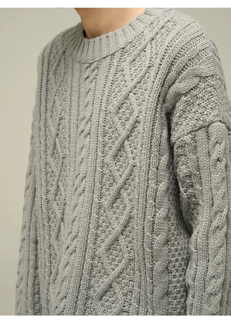 Cable Knit Crewneck Oversized Sweater