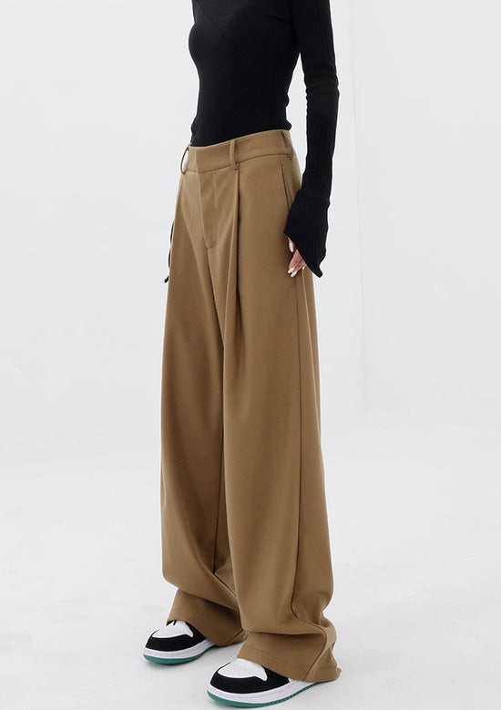 White Straight Fit Pleated Pants main image 1