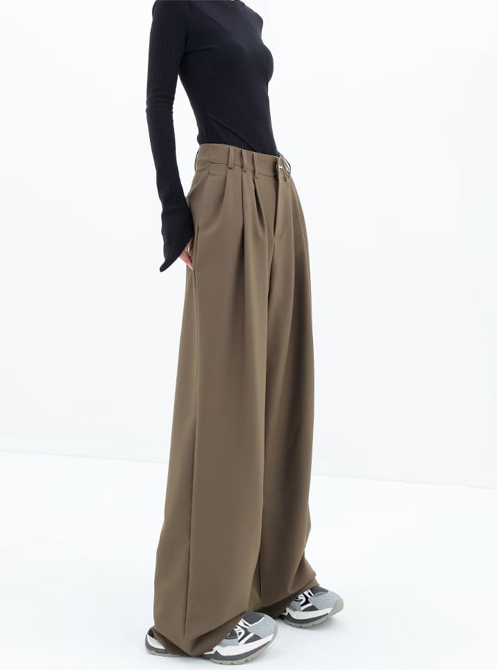 Wide Leg Multi-Pleated Pants - nightcity clothing