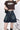 Tier Pleated Mini Denim Skirt with Belt