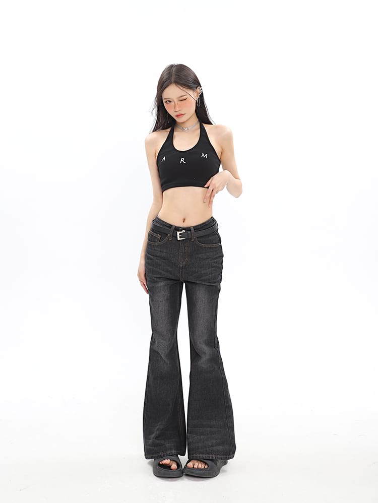 Faded Slim Flared Jeans - nightcity clothing