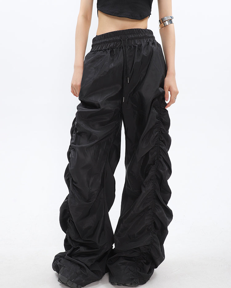 Ruched High-Waisted Jogger Pants