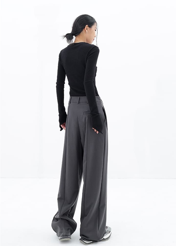 Wide Leg Multi-Pleated Pants - nightcity clothing