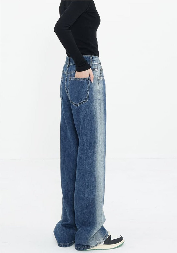 Faded Side Stripe Straight Jeans - nightcity clothing