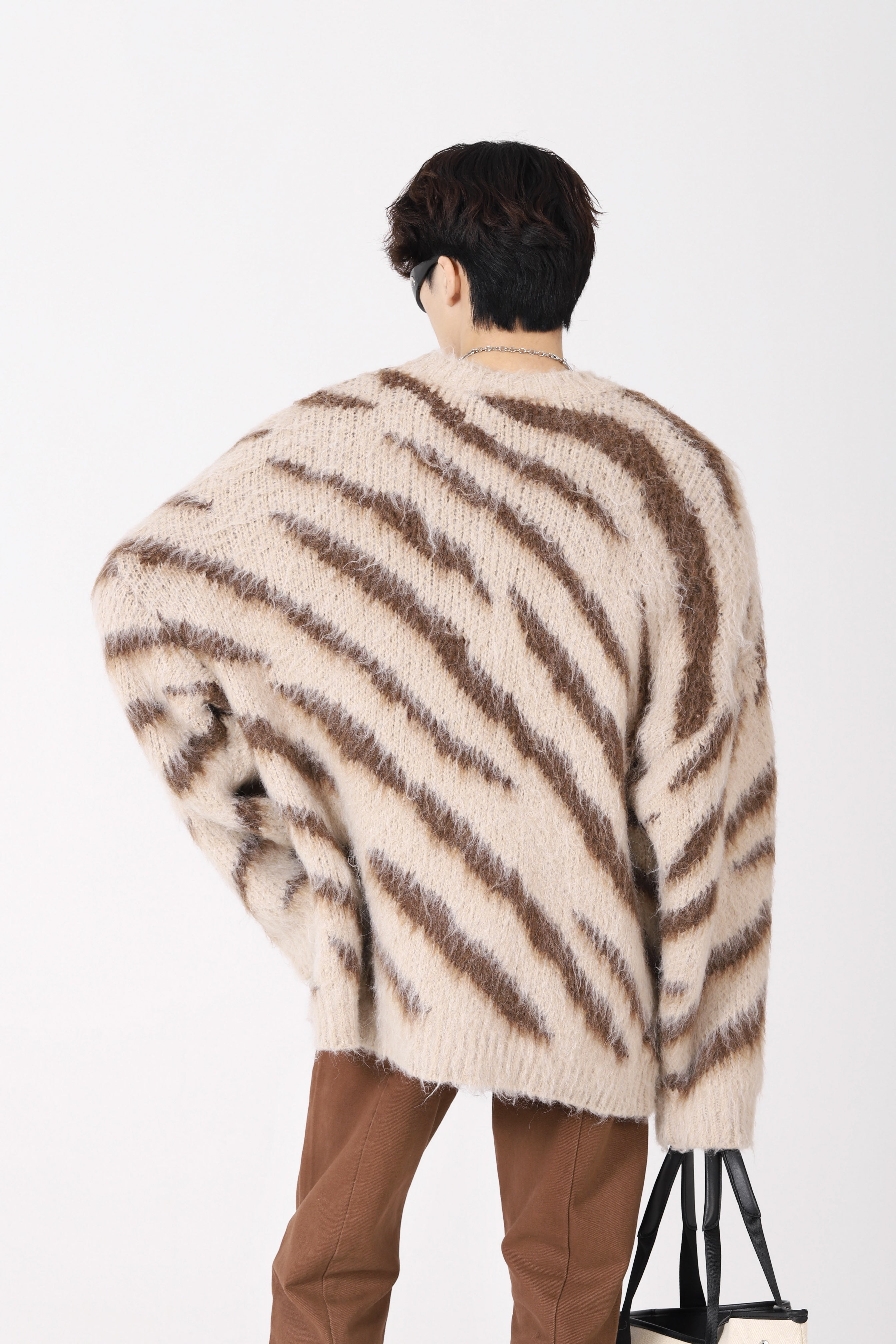 Zebra Print Fuzzy Sweater - nightcity clothing