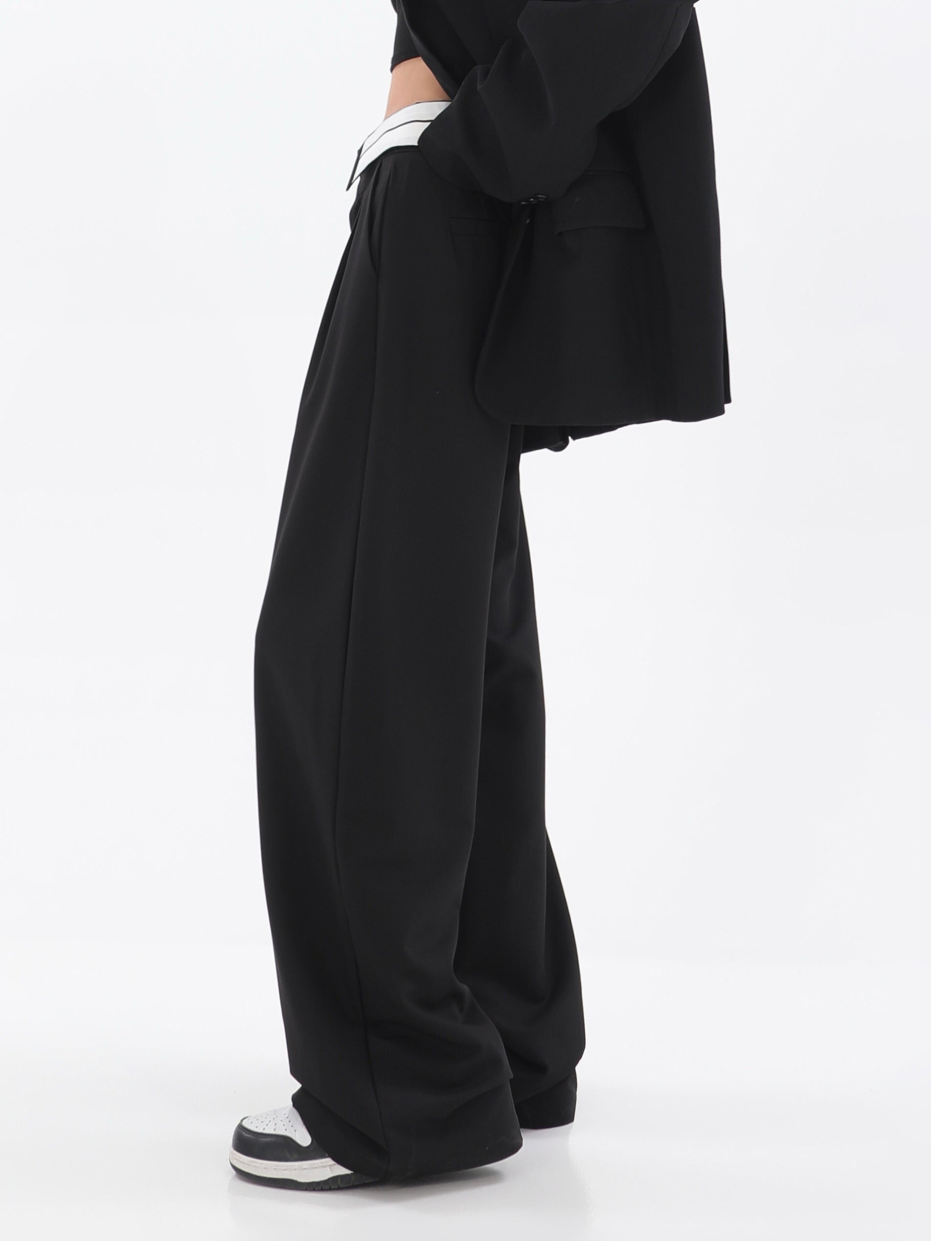 Fold-Over Waist Straight Pants - nightcity clothing