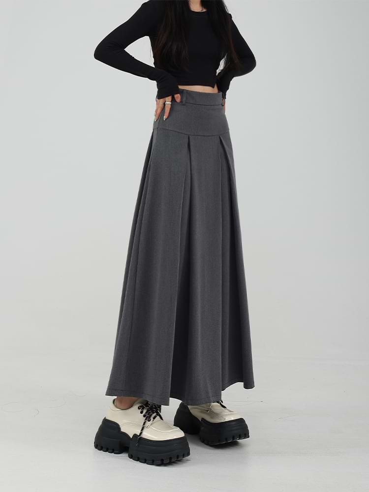 Tiered Pleated Midi Skirt