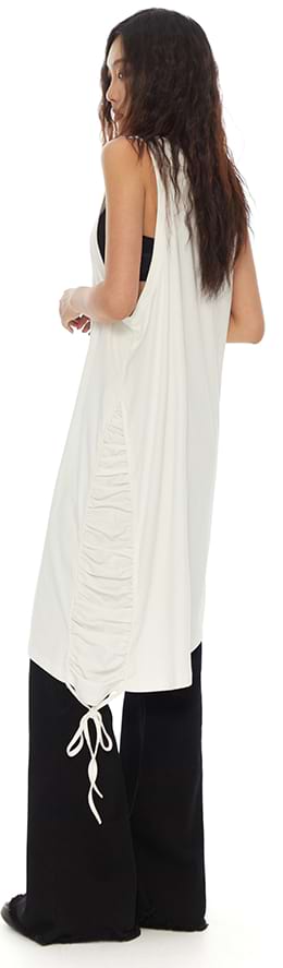 Ruched Side Oversized Sleeveless Midi Dress
