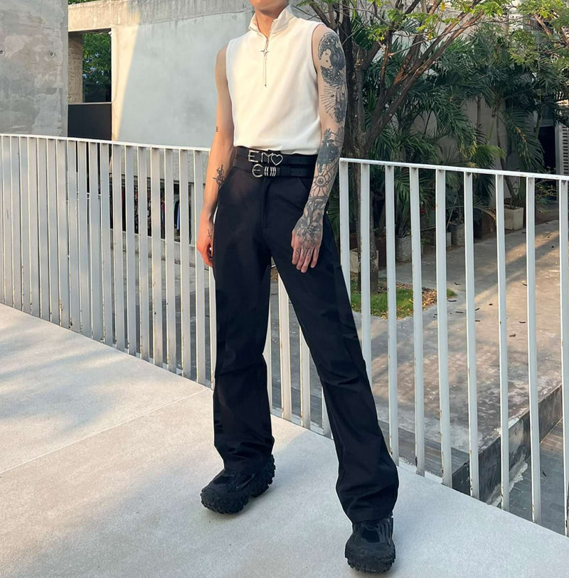 High Neck Half Zip Sleeveless Shirt