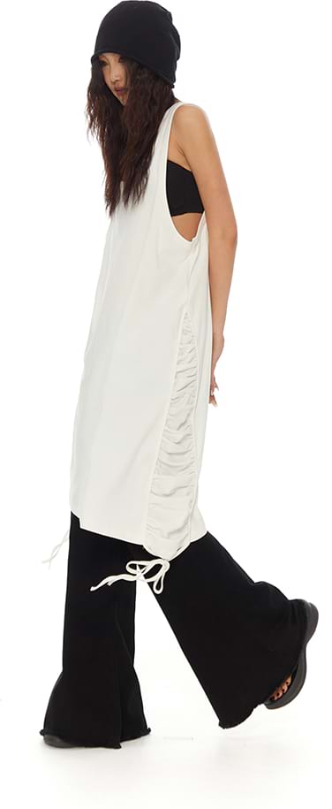 Ruched Side Oversized Sleeveless Midi Dress