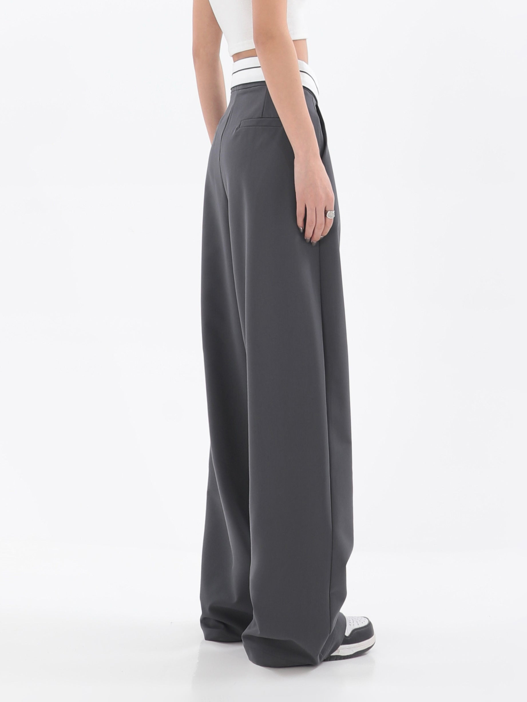 Fold-Over Waist Straight Pants - nightcity clothing