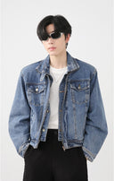 Slim Denim Jacket with Shoulder Pads