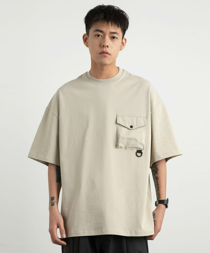 Drop Down Shoulder T-Shirt with Snap Pocket