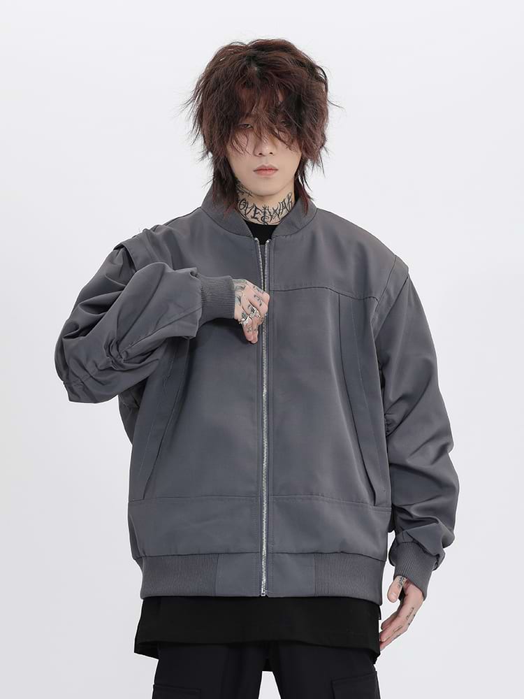 Ruched Sleeve Bomber Jacket