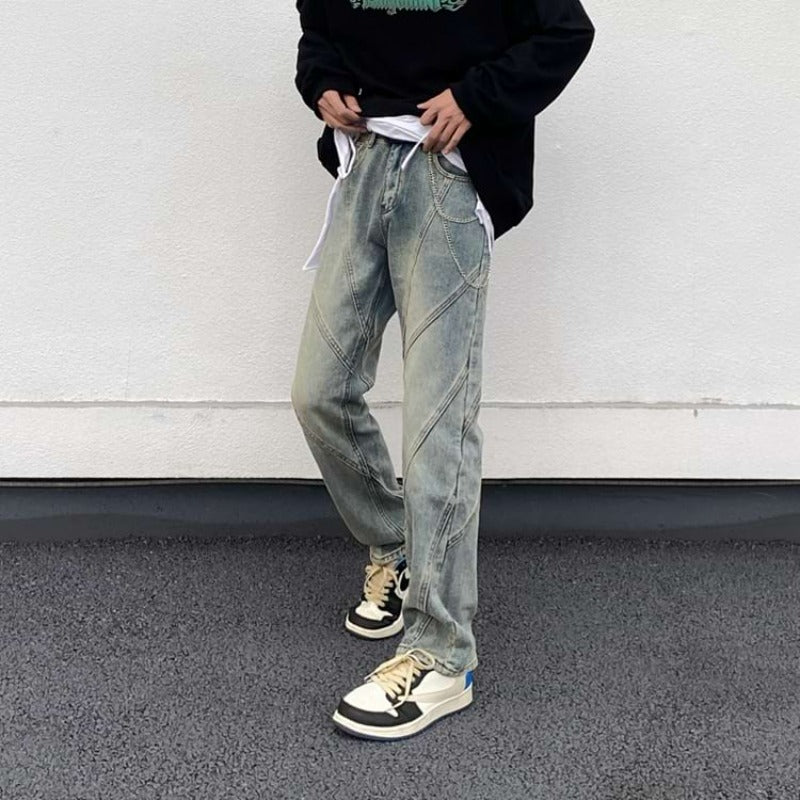 Straight Fit Patchwork Jeans