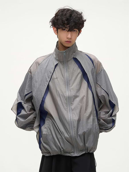 Color Block High Collar Windbreaker