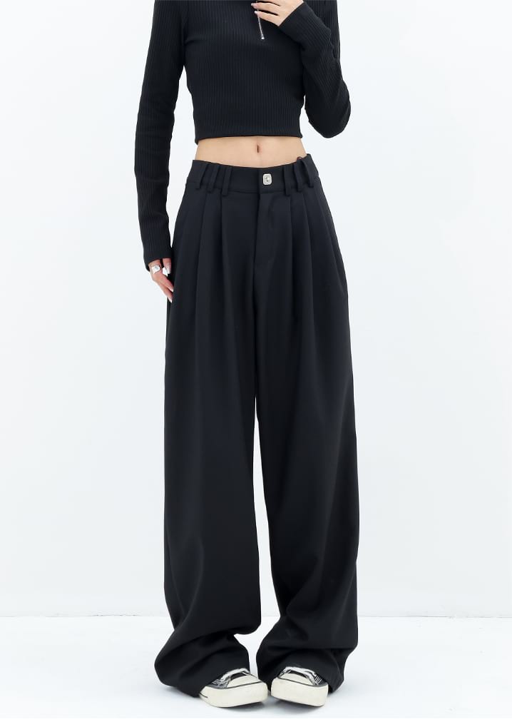 Wide Leg Multi-Pleated Pants - nightcity clothing