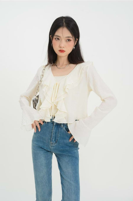 Spaghetti Strap Ruffle Two-Piece Crop Top - nightcity clothing