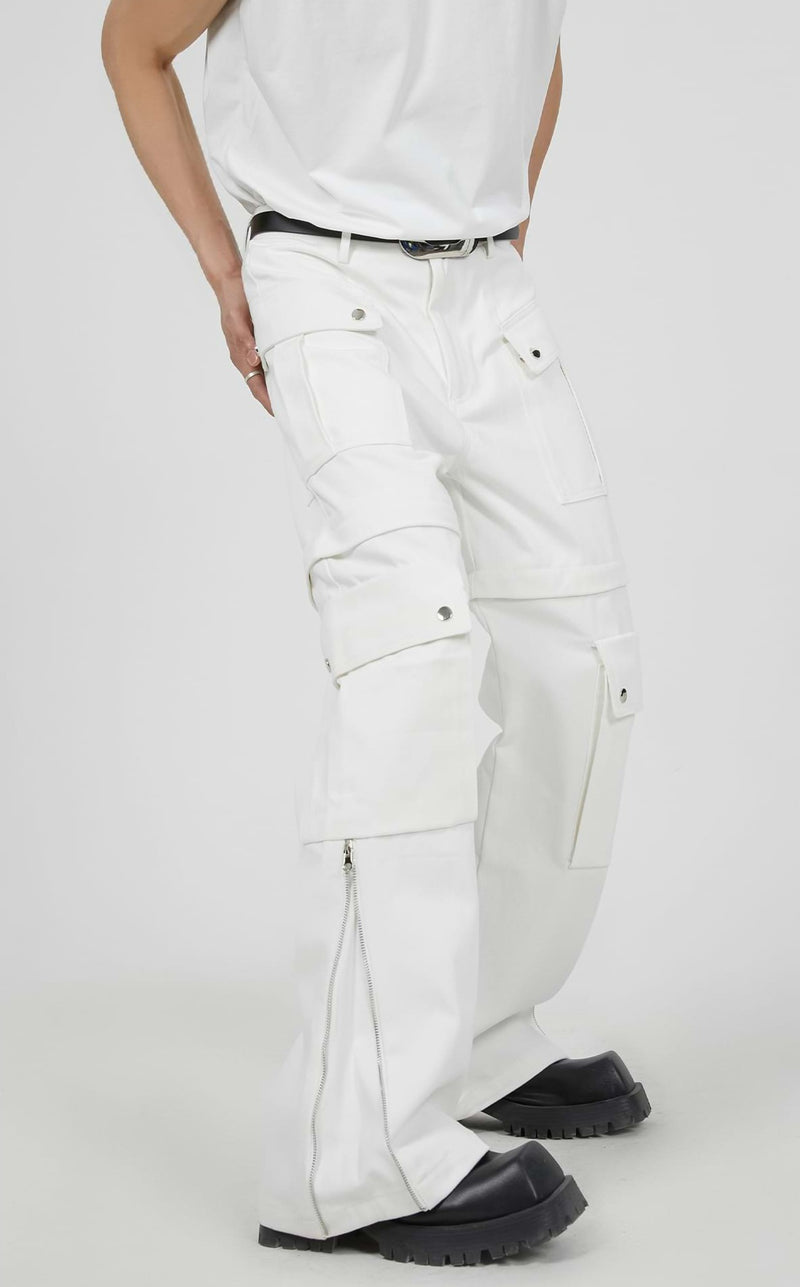 Double Side Zip Pants with Multiple Pockets