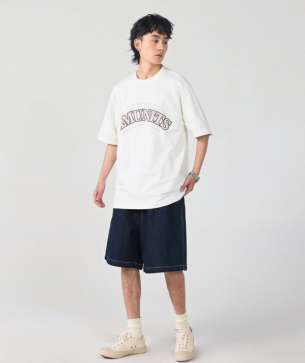 Denim Ribbon Wide Leg Shorts