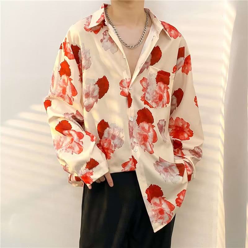 Petals Print Long Sleeve Button Shirt