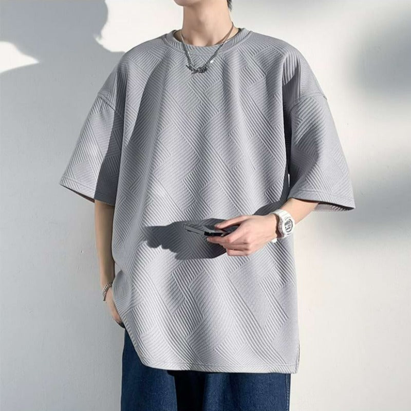 Weave Texture Drop Shoulder T-Shirt