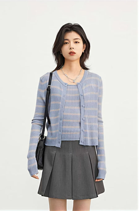 Stripe Spaghetti Strap Two-Piece Top - nightcity clothing