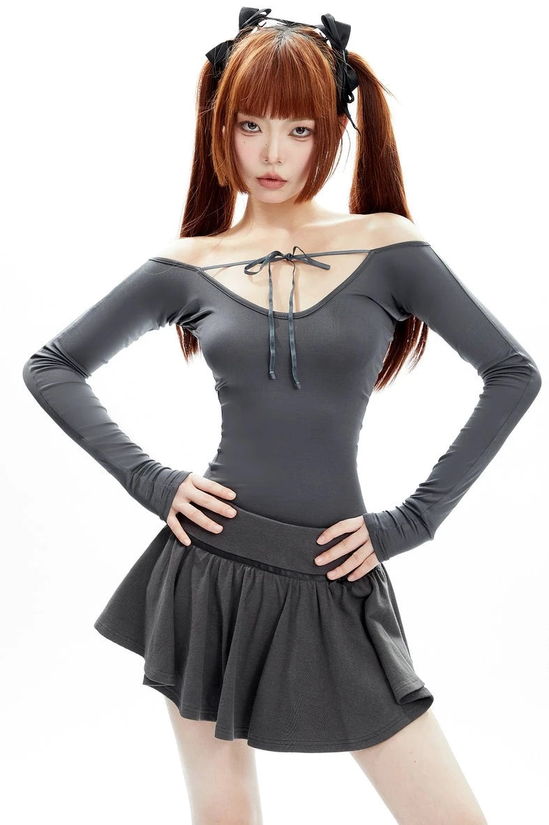 Skinny Lace-Up Long Sleeve Ballet Top