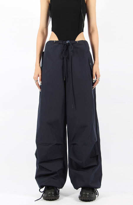 Button Pocket Oversized Parachute Pants - nightcity clothing