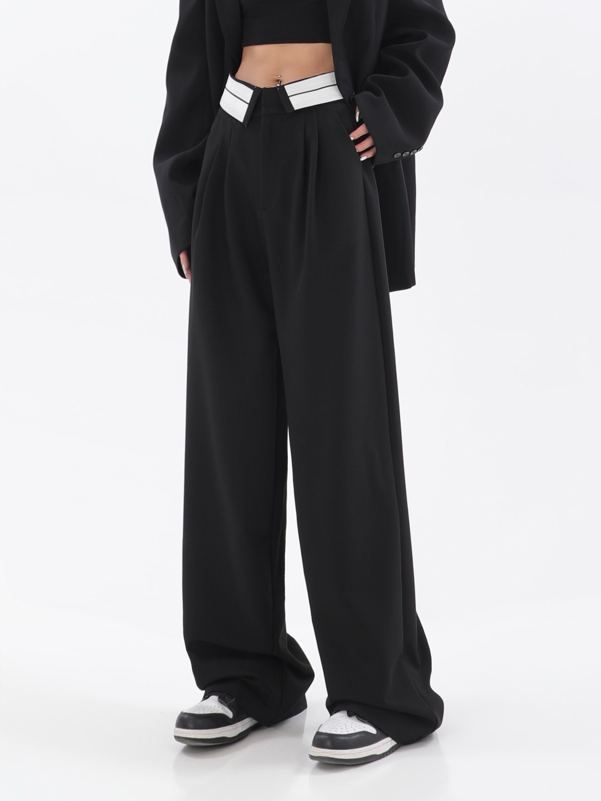 Fold-Over Waist Straight Pants - nightcity clothing