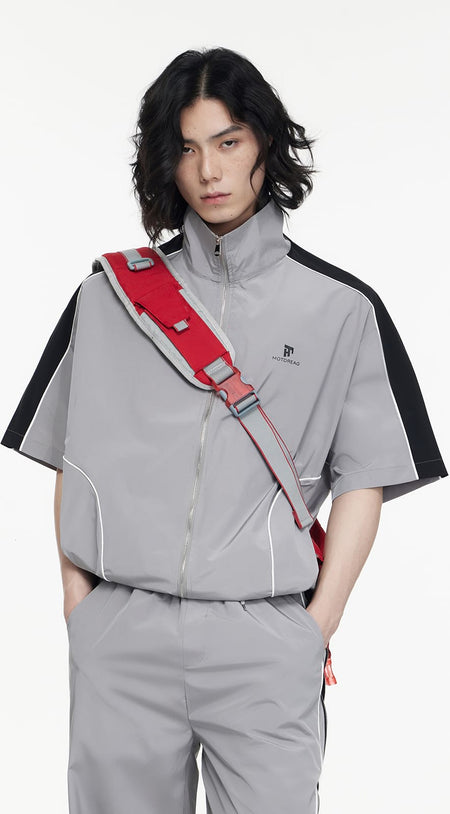 Fold Over Collar Short Sleeve Oversized Tracksuit