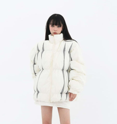 Stripe Oversized Puffer Jacket - nightcity clothing