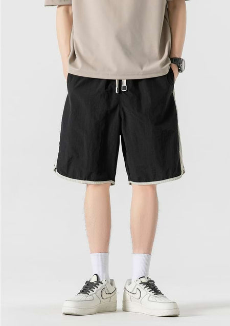 Color Block Elastic Waist Track Shorts