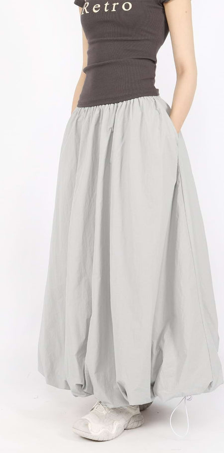 Balloon Hem Parachute Maxi Skirt