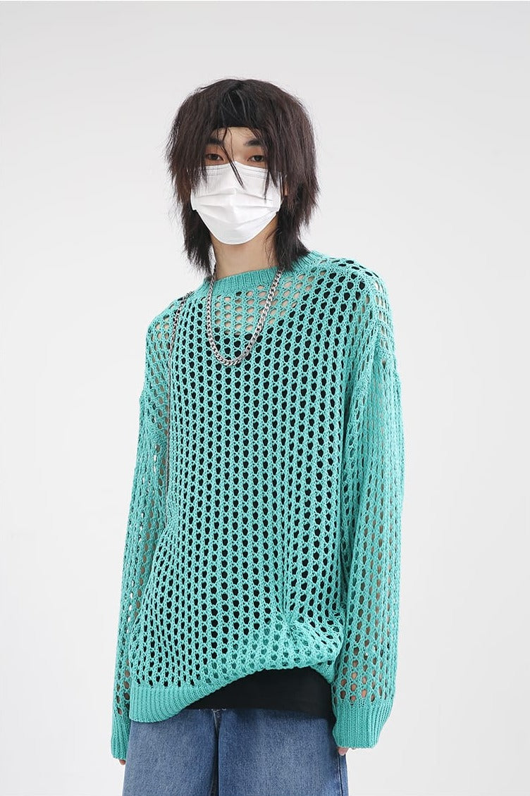 Mesh Knit Sweater - nightcity clothing