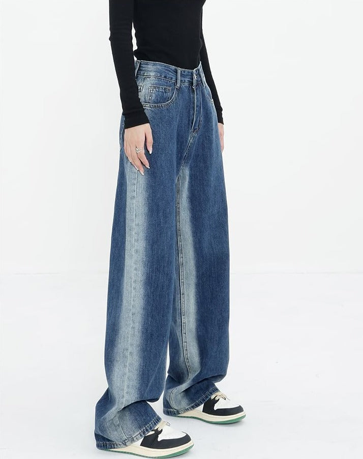 Faded Side Stripe Straight Jeans - nightcity clothing