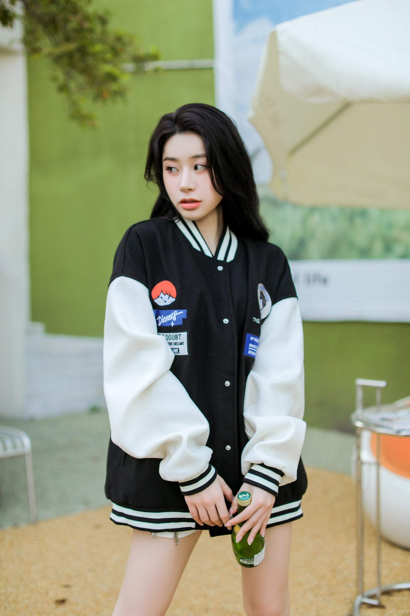 Oversized Vintage Graphic Baseball Jacket - nightcity clothing