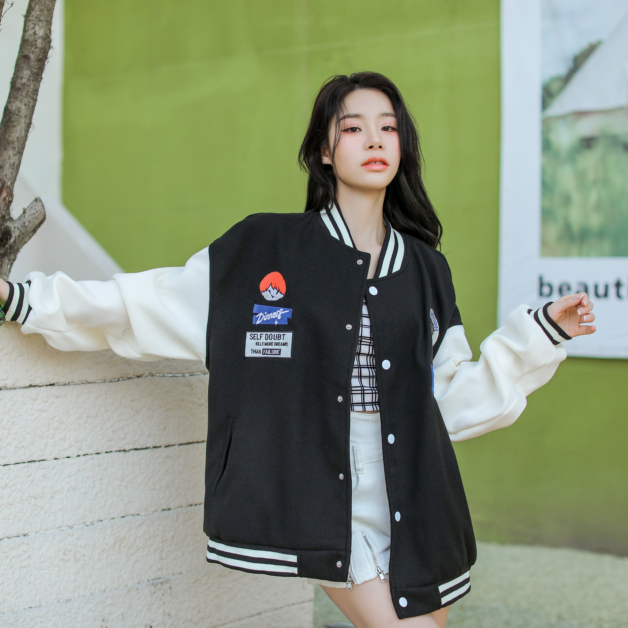 Oversized Vintage Graphic Baseball Jacket - nightcity clothing