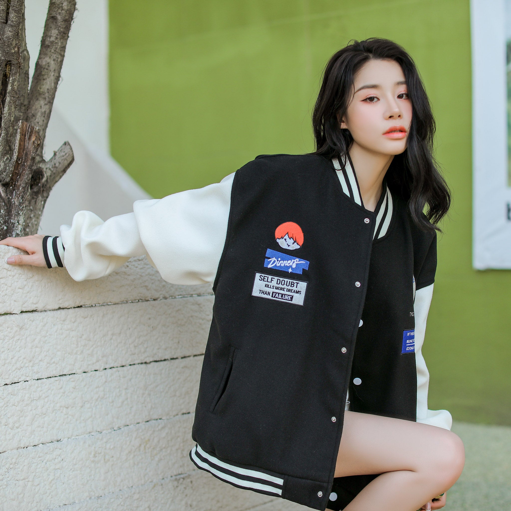 Oversized Vintage Graphic Baseball Jacket - nightcity clothing