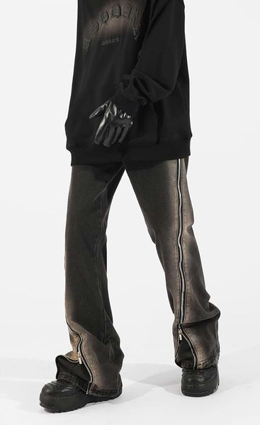 【DISCERNMENT】Capital Diagonal Zipper Raw Denim Pants Zip Pants // *Random Selection – RCNSTRCT studio