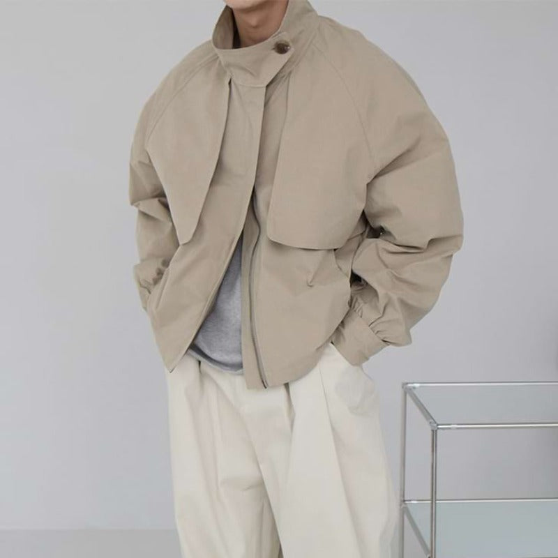 Mid-Crop Semi-High Neck Oversized Jacket - nightcity clothing