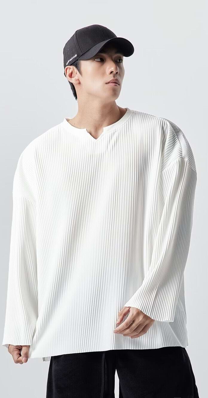 Oversized Ribbed Long Sleeve Shirt