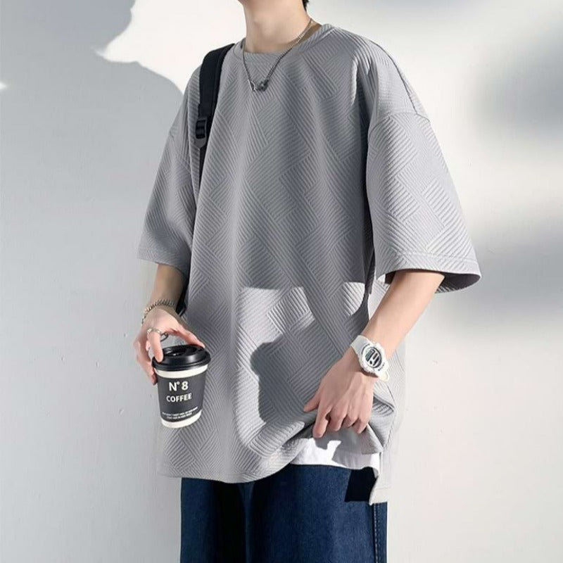 Weave Texture Drop Shoulder T-Shirt