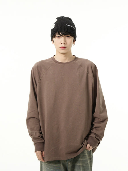 Oversized Long Cuff-Sleeve Crewneck Tee