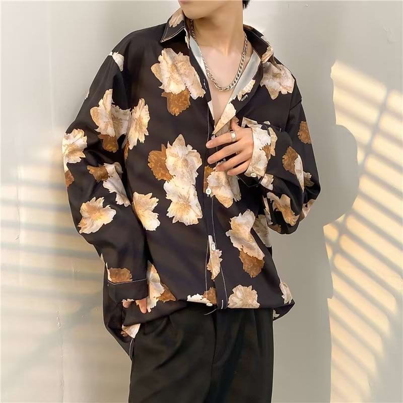 Petals Print Long Sleeve Button Shirt