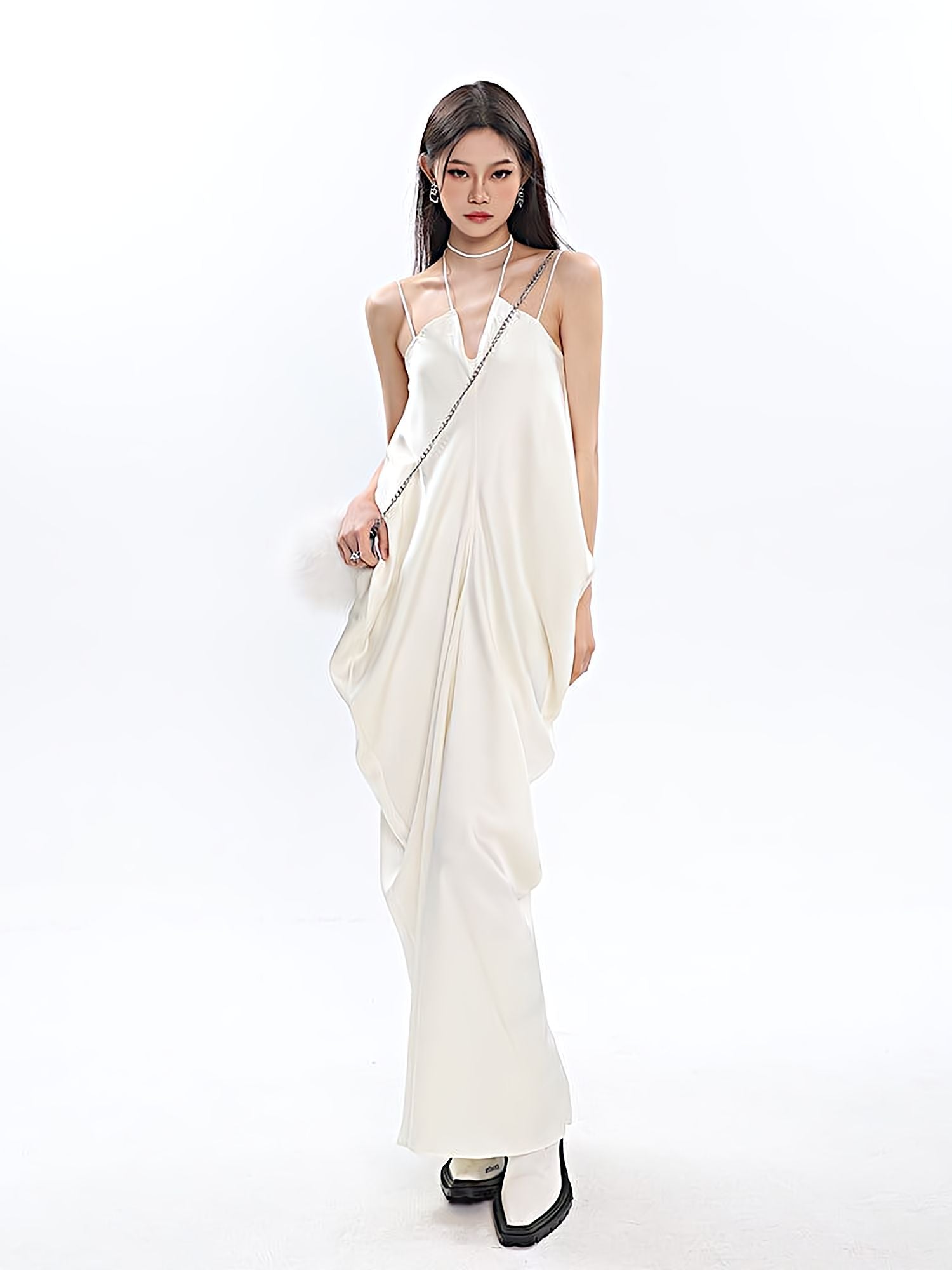 Spaghetti Strap Ruched Maxi Dress