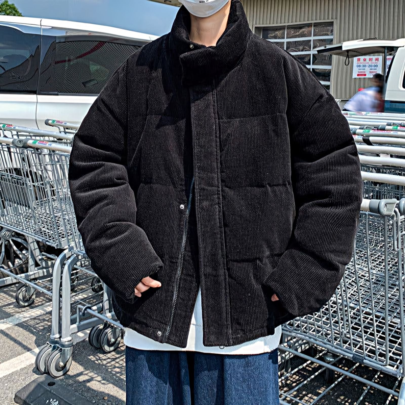 Oversized Corduroy Puffer Jacket - nightcity clothing